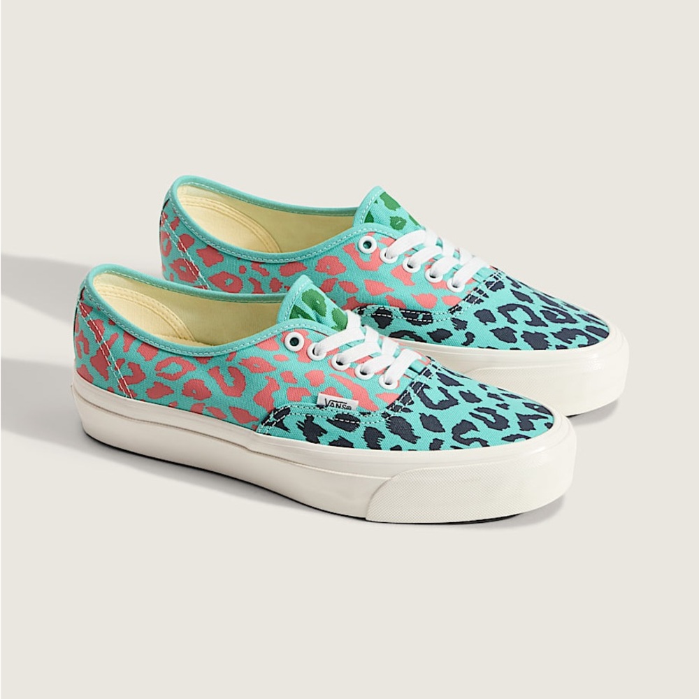 Vans Men’s Leopard Print Sneakers - Mint and Pink